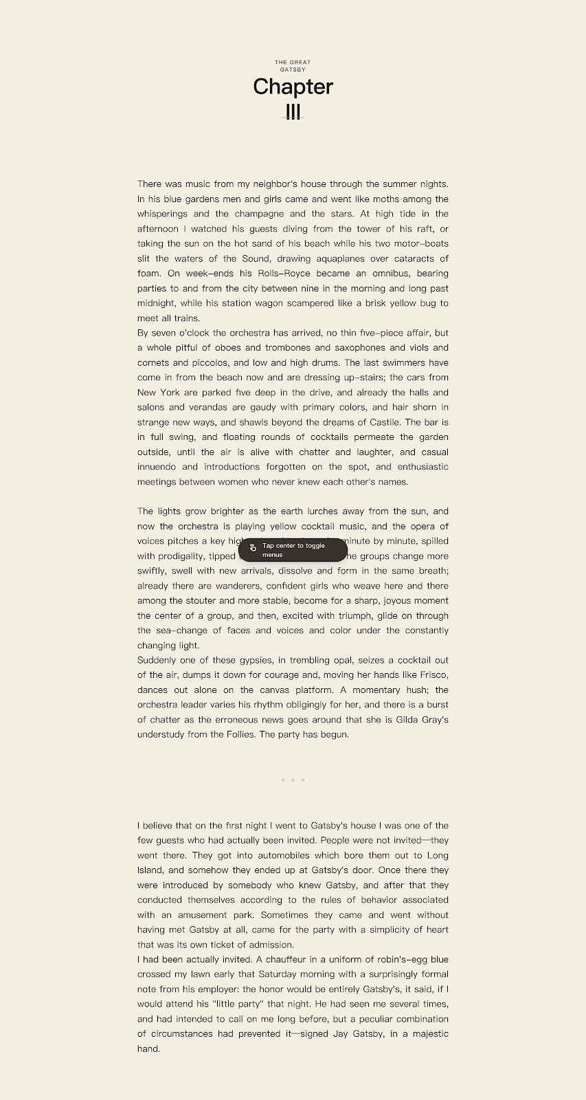 Gloaming Reader interface